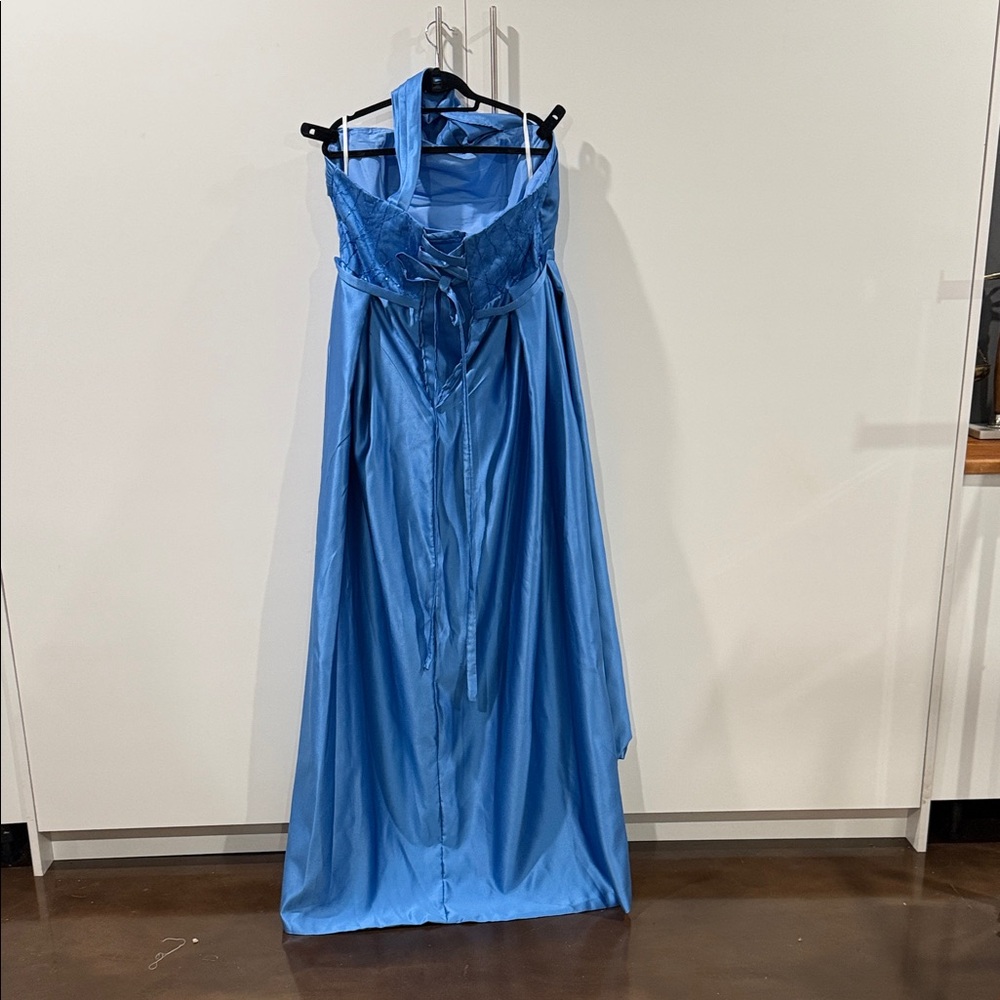 One-Shoulder Blue Prom Dress - Picture 8 of 9